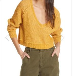 Free People Chunky Oversized V-Neck Sweater S